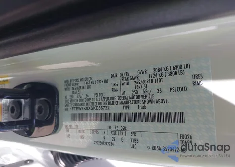 2025 Ford F-150 Xlt from USA, damaged, VIN 1FTEW3K8XSKE86722